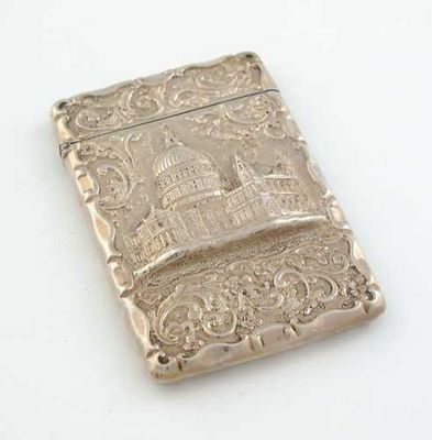 Appraisal: A Victorian embossed 'castletop' card case with a view of