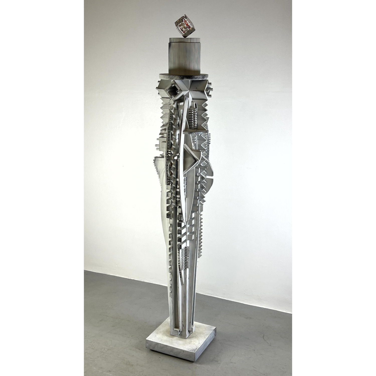 Appraisal: PO SHUN LEONG with JON KUHN Floor Sculpture Crystal Revolving