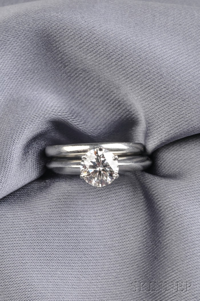 Appraisal: Platinum and Diamond Solitaire Tiffany Co prong-set with a round