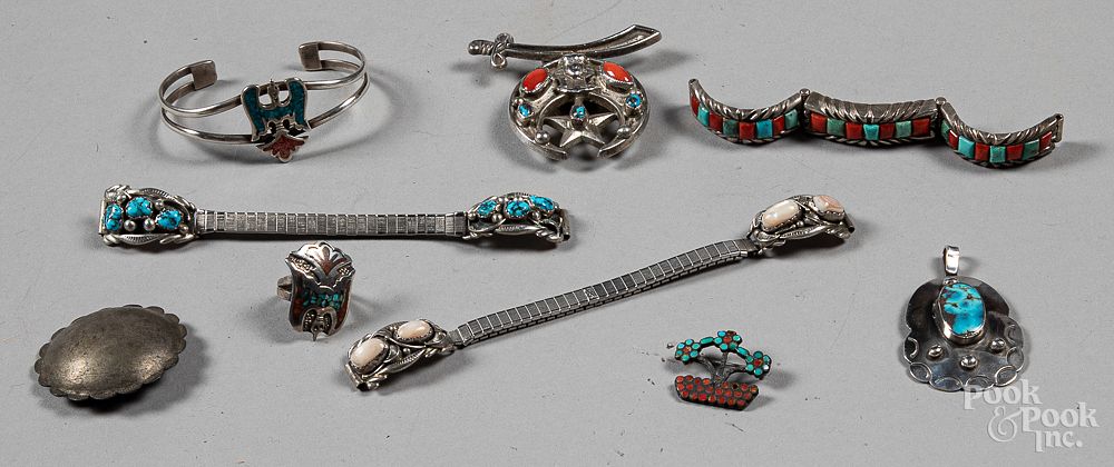 Appraisal: Group of Native American Indian turquoise jewelry Group of Native