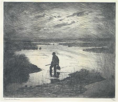 Appraisal: FRANK WESTON BENSON AMERICAN - MARSH GUNNER AT DUSK Etching