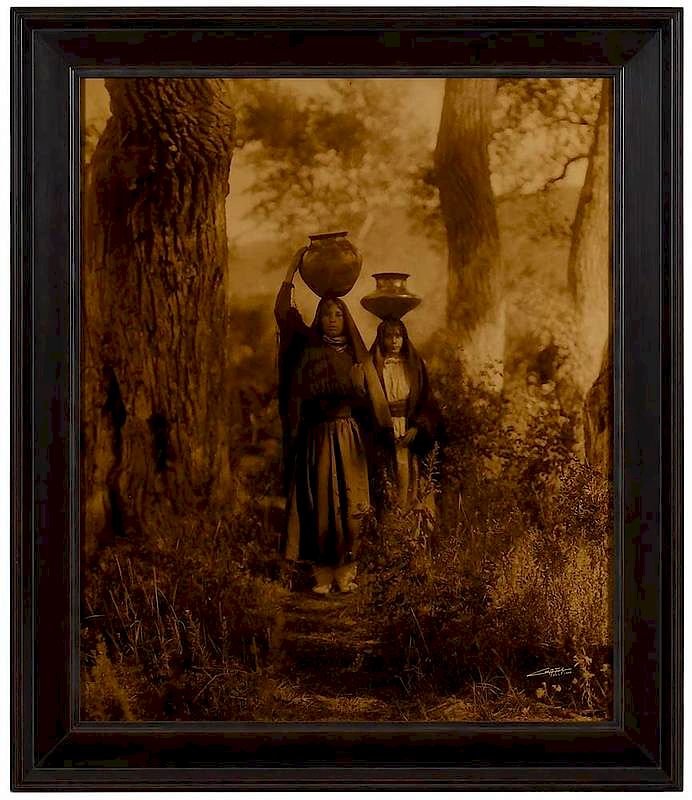 Appraisal: Edward Sherrif Curtis American - Taos Water Girls contemporary Goldtone