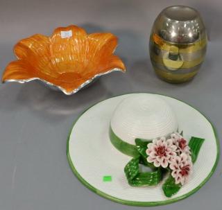 Appraisal: Three piece lot to include Julia Knight pewter enameled flower