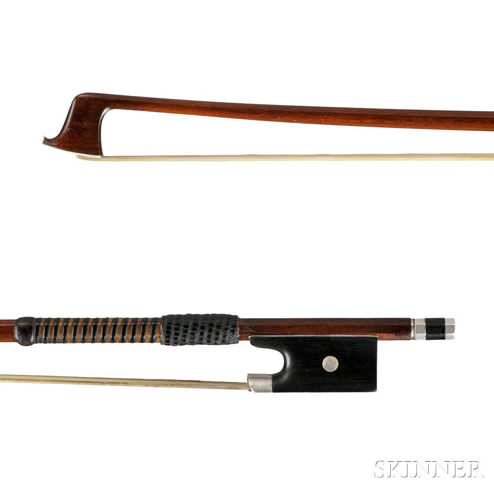 Appraisal: Silver-mounted Violin Bow Ascribed to Thomassin the round stick unstamped