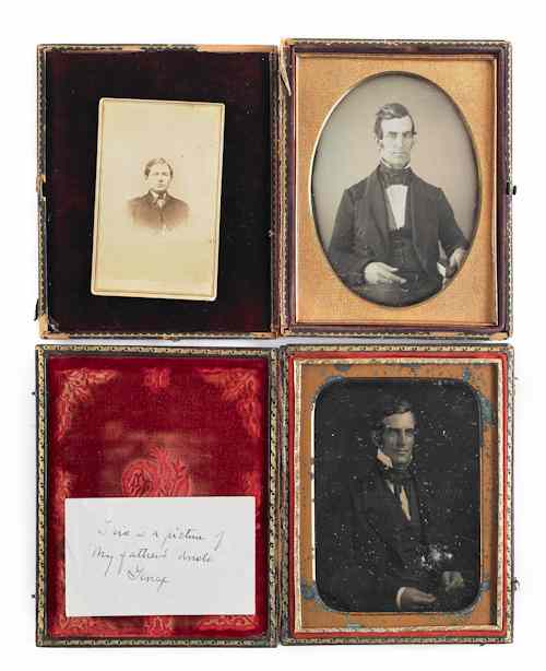 Appraisal: Pair of cased daguerreotypes by M J Bixby Poultney Vermont