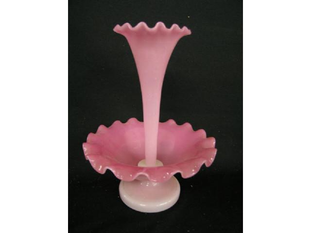 Appraisal: Victorian Art Glass Epergne light cranberry opaque glass single lily