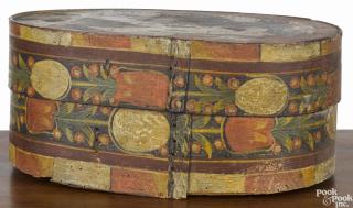 Appraisal: Continental painted bentwood bride's box early th c decorated with