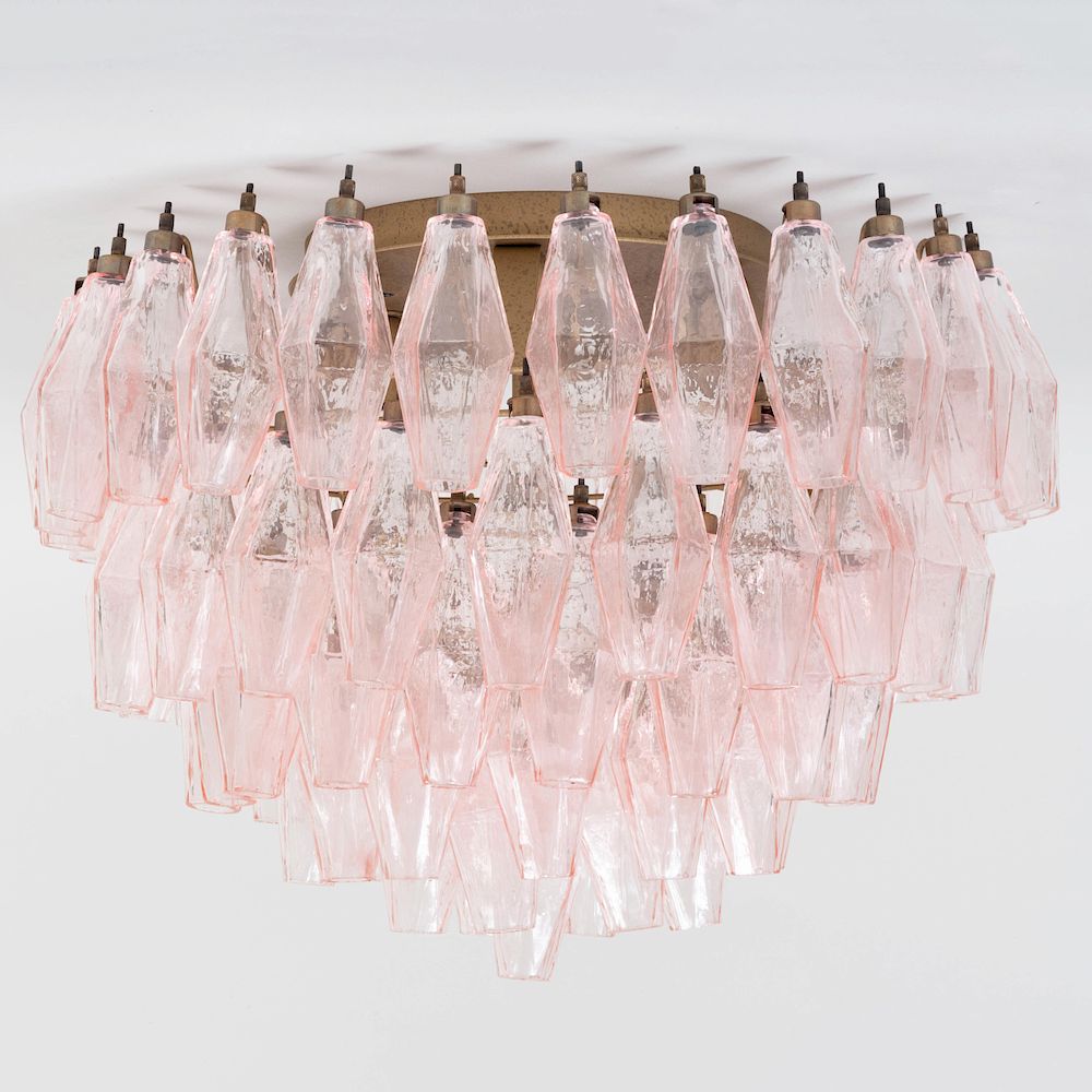 Appraisal: Carlo Scarpa Style Murano Glass 'Poliedri' Chandelier Together with a