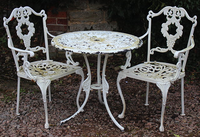 Appraisal: AN OLD WHITE PAINTED ALUMINIUM CIRCULAR GARDEN TABLE cm diameter