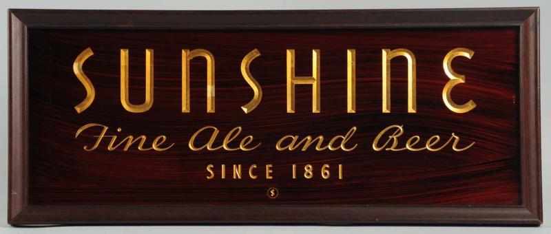 Appraisal: Sunshine Beer Reverse Glass Painted Sign Clean bright example with