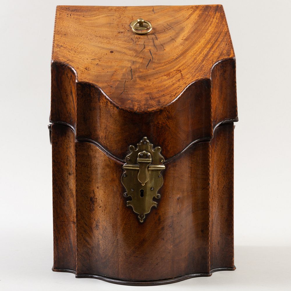 Appraisal: Regency Brass-Mounted Mahogany Knife Box With fitted velvet lined interior