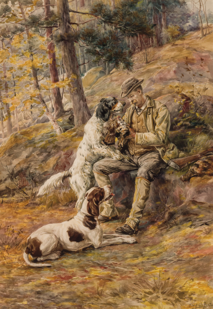 Appraisal: EDMUND HENRY OSTHAUS American - After the Hunt watercolor on