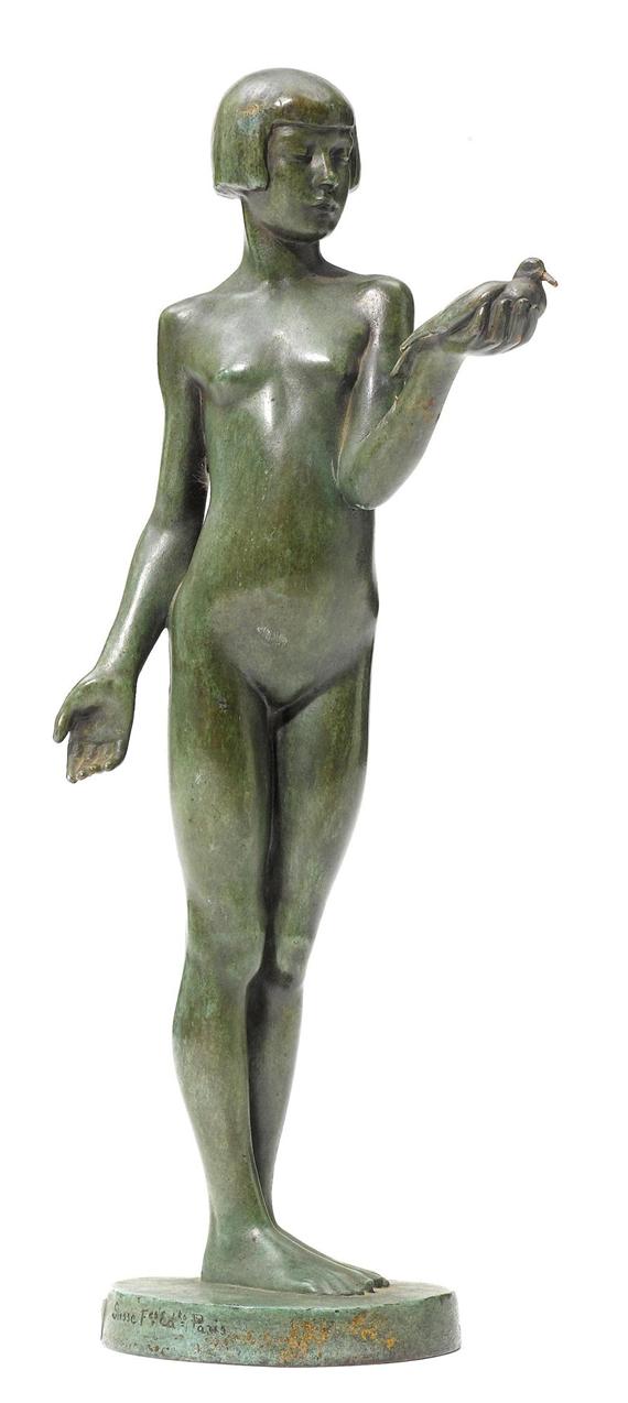 Appraisal: ARNOLD HENRY - Joung woman with a dove Bronze with