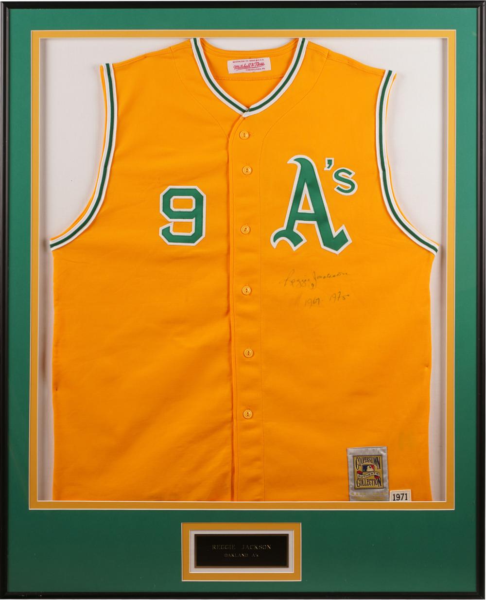 Appraisal: REGGIE JACKSON SIGNED OAKLAND A'S JERSEYmatted and framed under acrylic