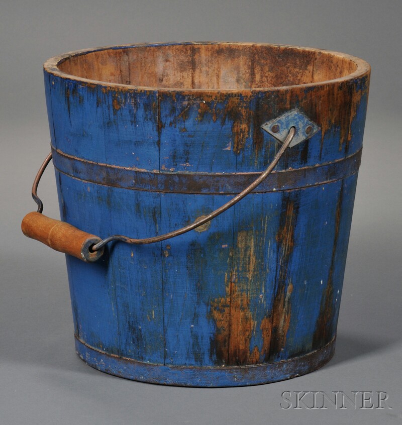 Appraisal: Shaker Blue-painted Pail probably New England mid-to late th century