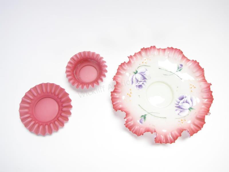 Appraisal: Group of Art Glass Dishes and Bowl including two pink