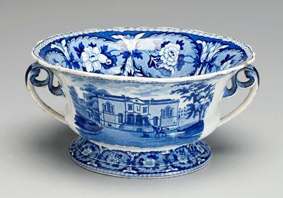 Appraisal: Historic Staffordshire Octagon Church two-handled fruit bowl sharp blue transfer