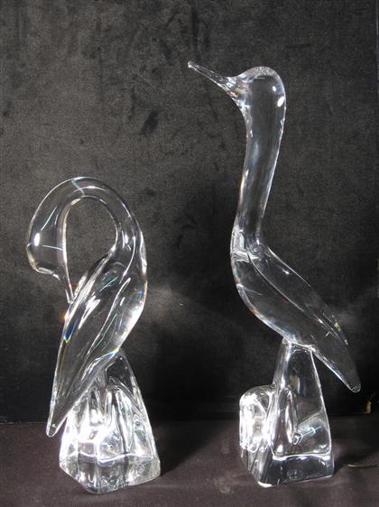 Appraisal: Two Daum glass figures of birds H in tallest PROVENANCE