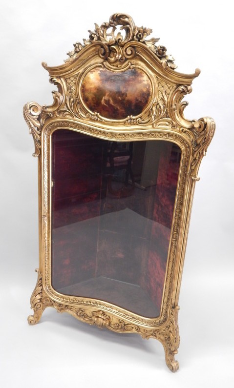 Appraisal: A late thC Continental gilt wood corner cabinet the rococo