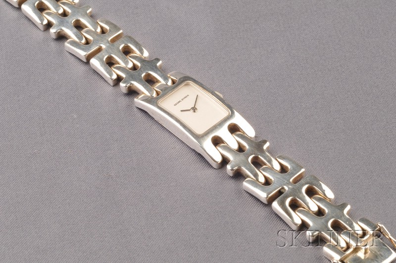 Appraisal: Sterling Silver Wristwatch Georg Jensen Denmark post- mark no designed