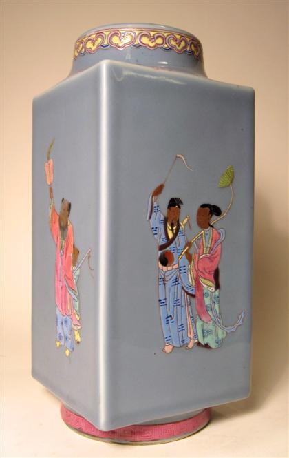 Appraisal: Chinese enamel and gilt-painted porcelain square vaseyongzheng mark early th