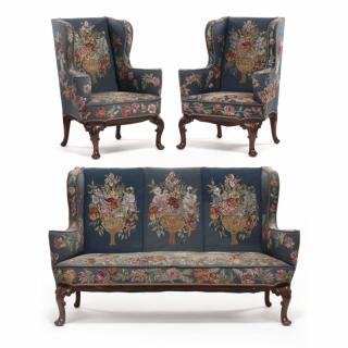 Appraisal: Queen Anne Style Three Piece Upholstered Parlor Set late th