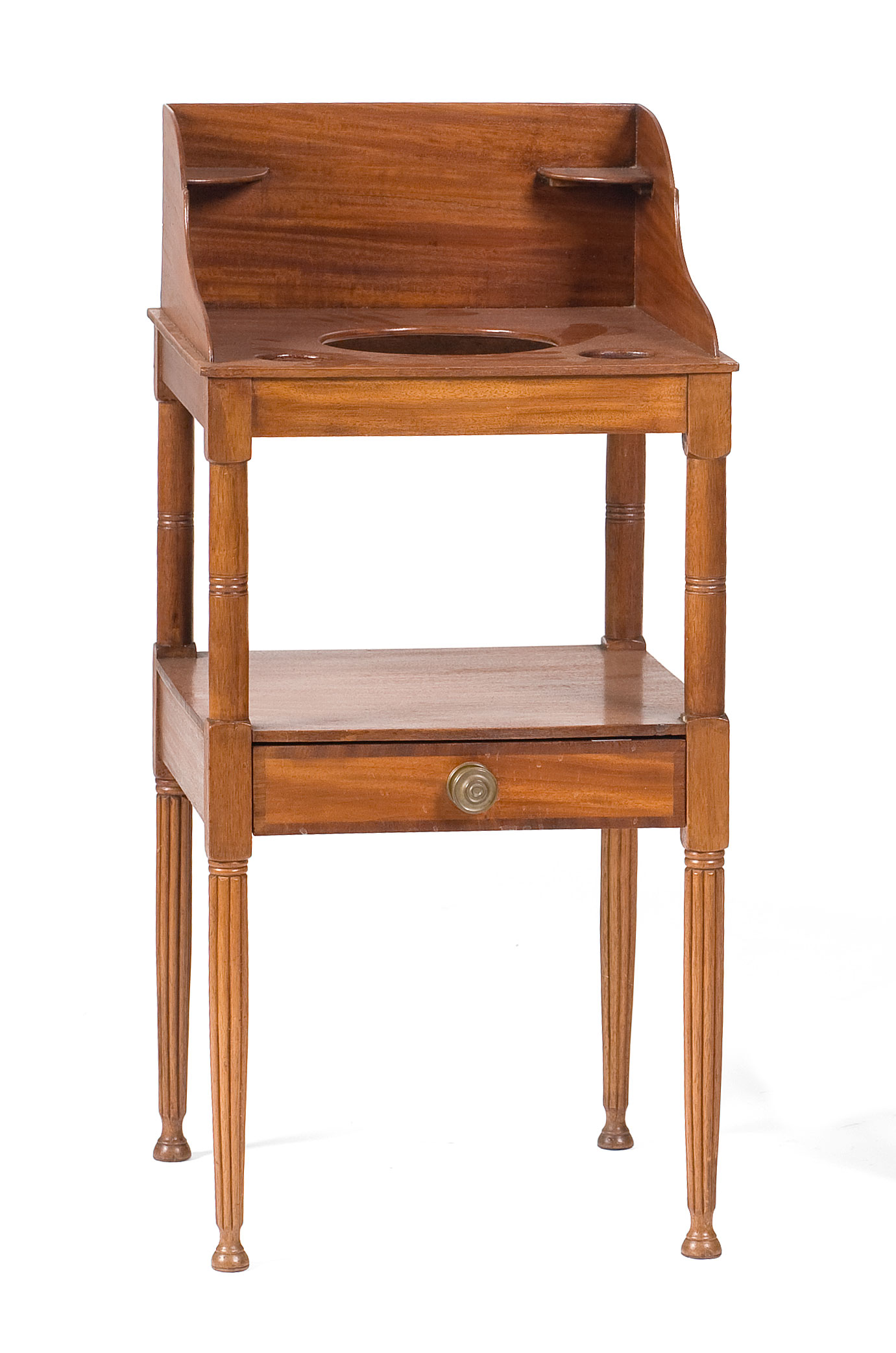 Appraisal: NEW ENGLAND SHERATON INLAID MAHOGANY WASHSTAND Raised on reeded tapered