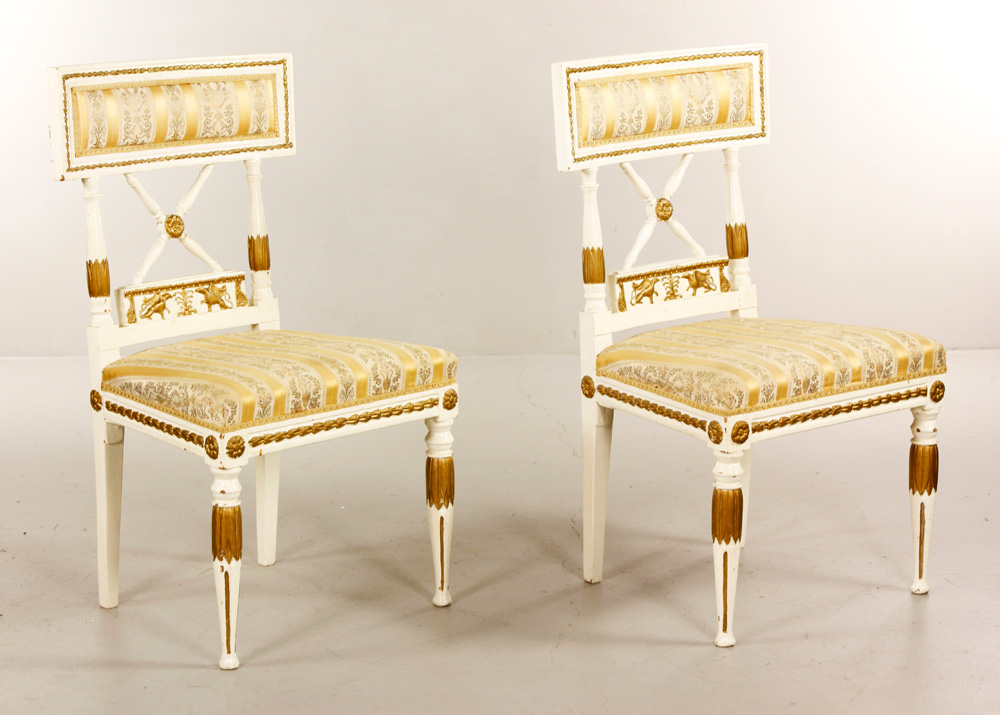 Appraisal: - Pair of Continental Neo-Classical Chairs Pair of Continental Neo-Classical