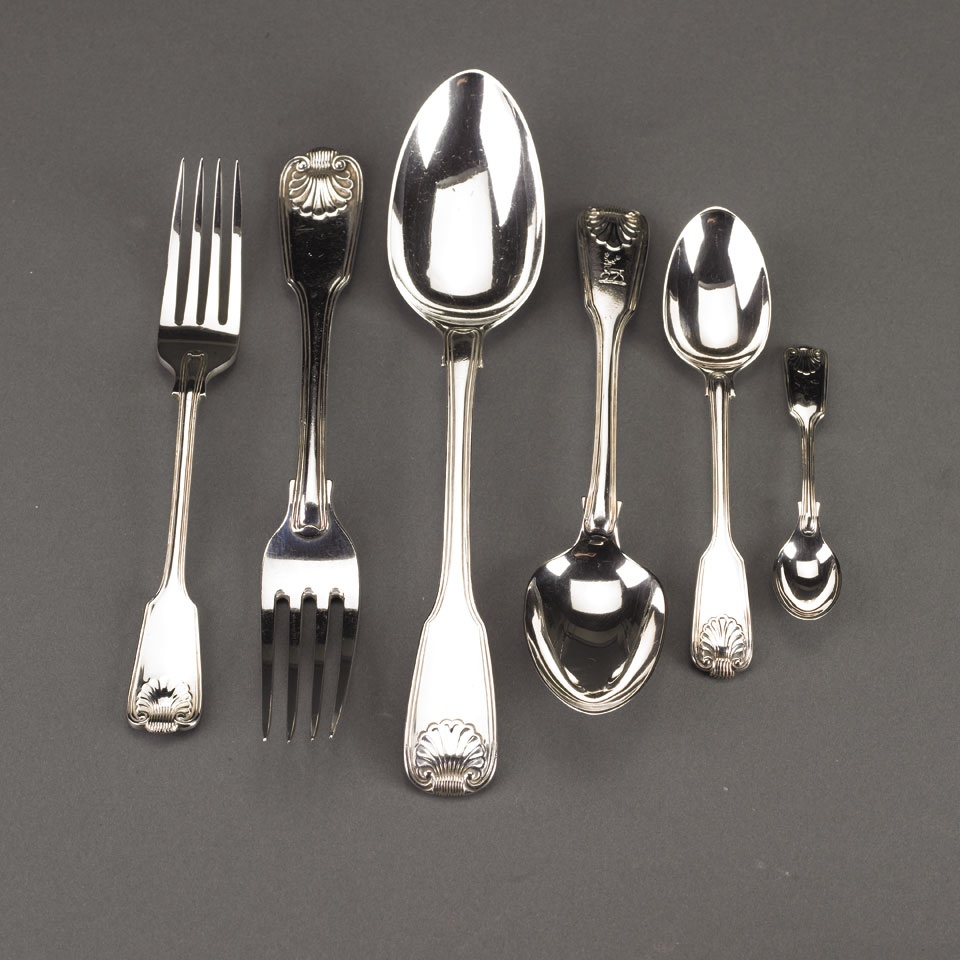 Appraisal: Georgian and Later Silver Fiddle Thread and Shell Pattern Flatware