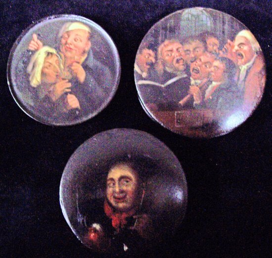 Appraisal: Three painted and decorated Dutch snuff boxes