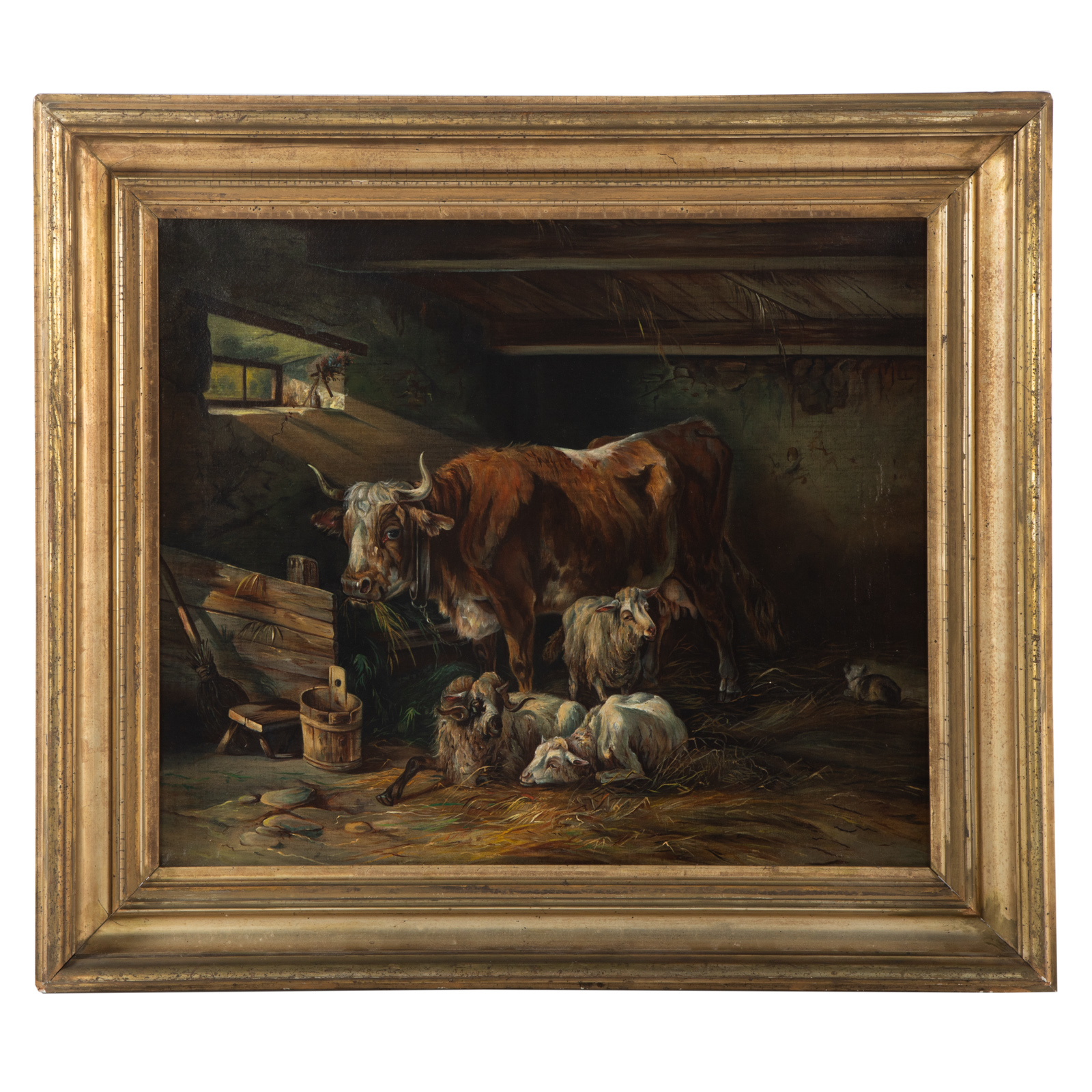 Appraisal: MANNER OF GEORGE MORLAND STABLE INTERIOR OIL Circa Oil on