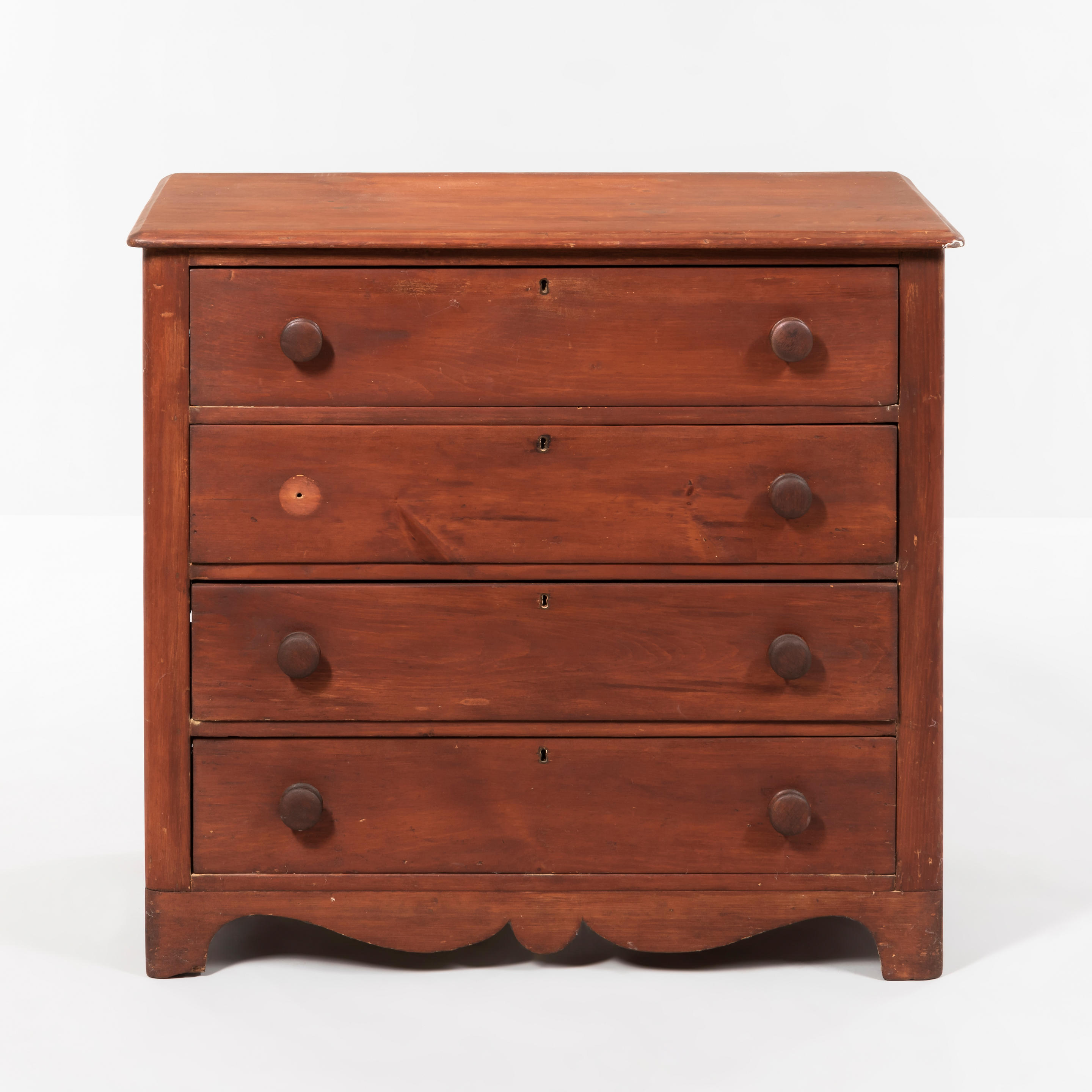 Appraisal: Country Four-drawer Pine Brown-stained Chest of Drawers ht wd dp