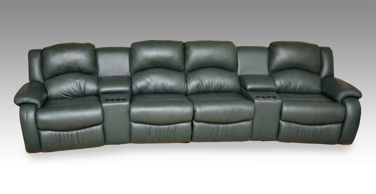 Appraisal: DAKOTA LEATHER HOME THEATER SEATING recliners and sections for drink