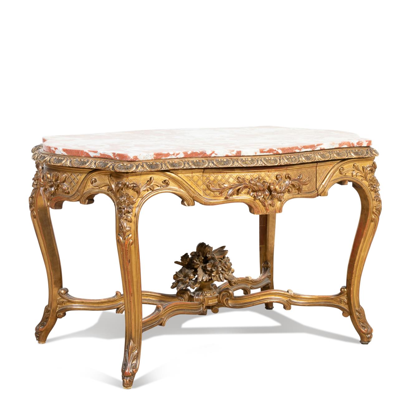 Appraisal: ITALIAN ROCOCO STYLE MARBLE TOP SALON TABLE Italian early th