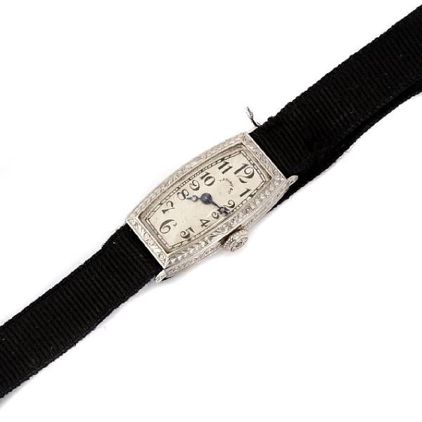 Appraisal: A lady's platinum wristwatch Tiffany amp Co circa dial signed