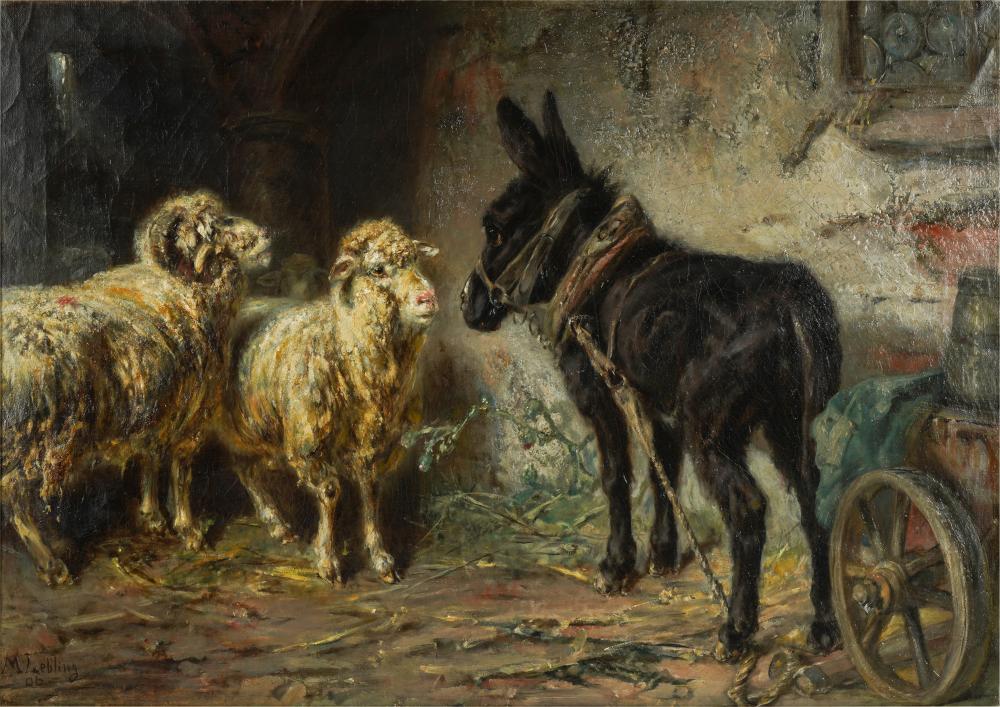 Appraisal: MAX LUDWIG LIEBLING GERMAN - SHEEP DONKEY oil on canvas