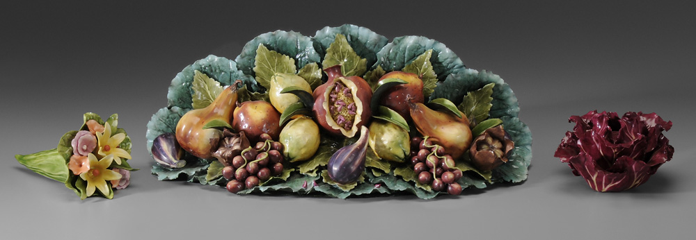 Appraisal: Porcelain Sculpture Katherine Houston corner accessory for mantle mixed fruits