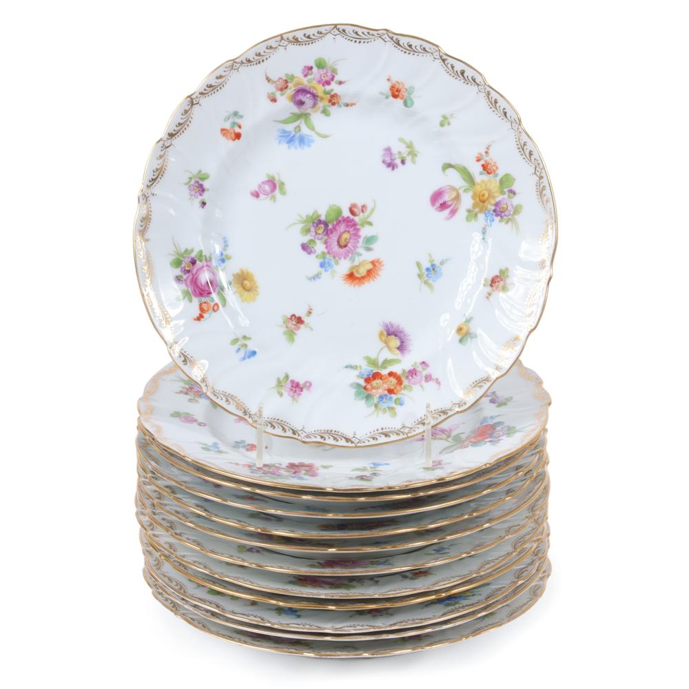 Appraisal: RICHARD KLEMM DRESDEN FLOWERS PORCELAIN CHINA DINNER SERVICE PLATES SET