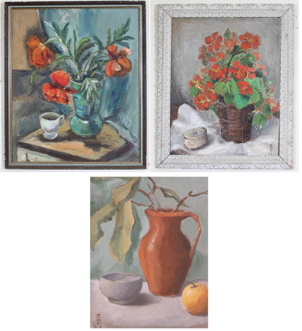 Appraisal: MARY E MARTIN Indiana th century three oils on board