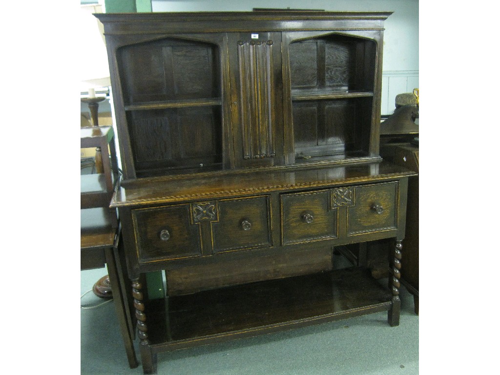 Appraisal: Oak Jacobean style kitchen dresser with plate rack