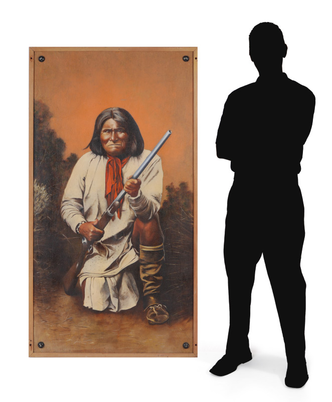 Appraisal: LIFE SIZE DECORATIVE PAINTING OF GERONIMO After the Photograph by