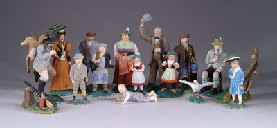 Appraisal: LOT OF TH CENTURY GERMAN CHARACTER FIGURES Wonderful grouping of