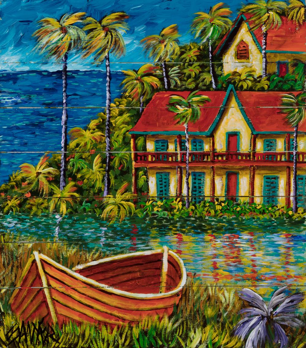 Appraisal: Don Sawyer American Florida b Boat and Palm Trees by