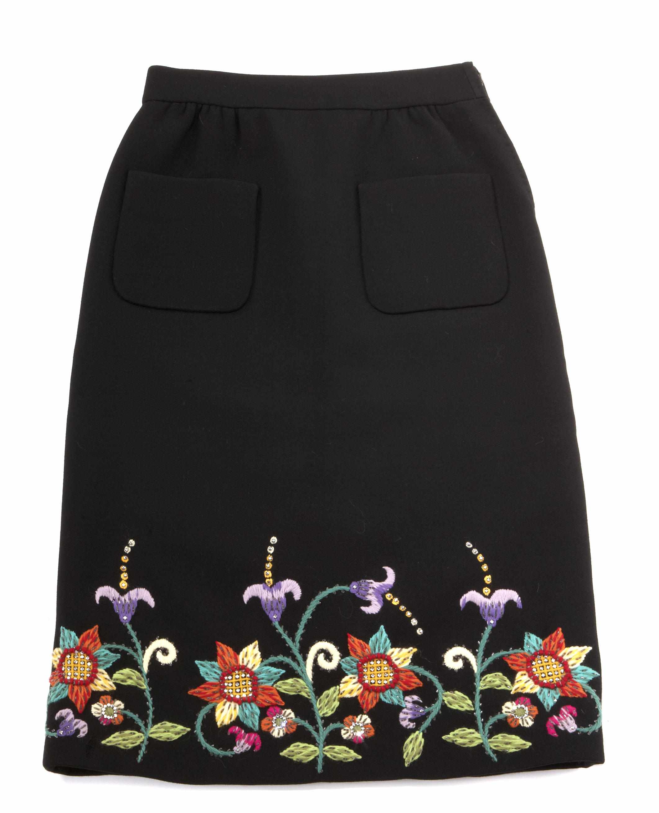 Appraisal: A Valentino black wool rhinestone decorated and multi colored embroidered