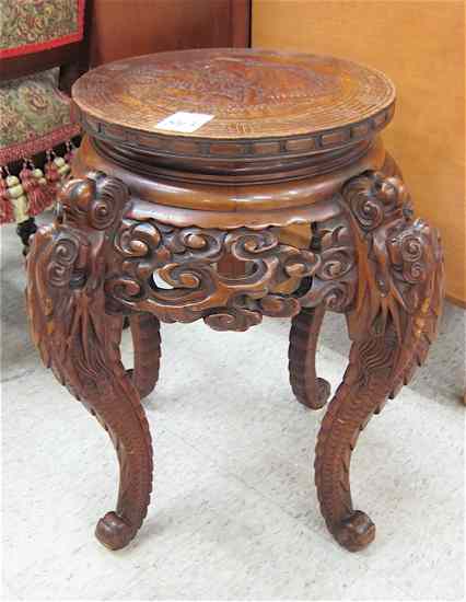 Appraisal: JAPANESE EXPORT SIDE TABLE Chinese design hand carved having a