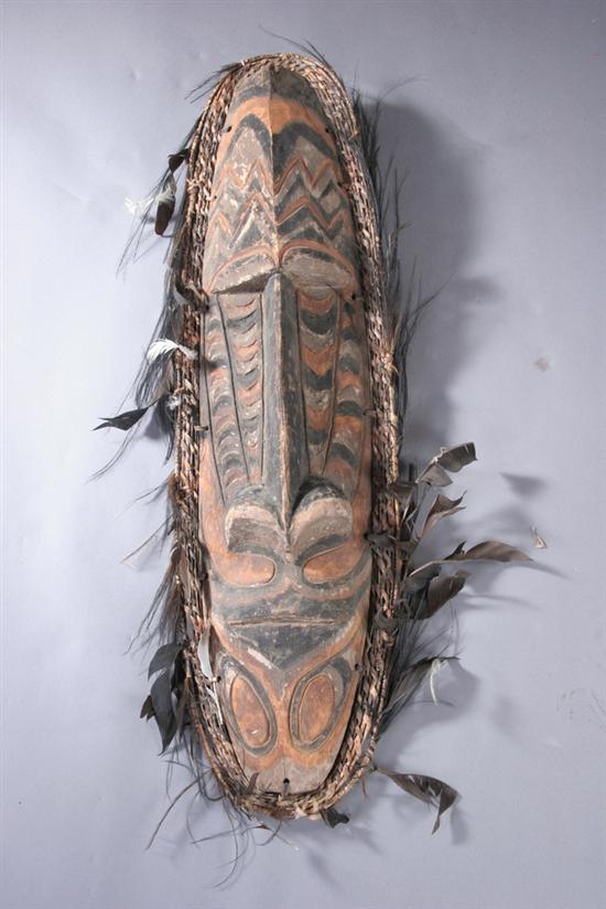 Appraisal: NEW GUINEA GABLE POLYCHROME WOOD MASK Circa Middle Sepik New