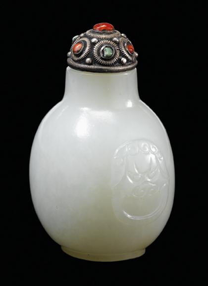 Appraisal: Fine Chinese white jade light celadon bottle form snuff th