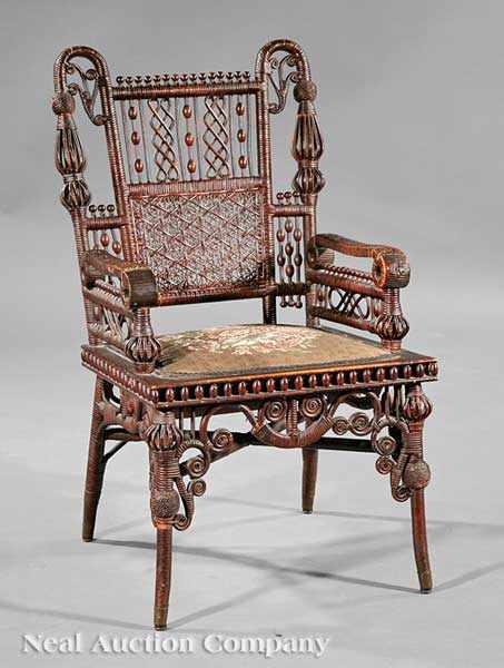 Appraisal: An Antique American Wicker Armchair late th c probably Heywood