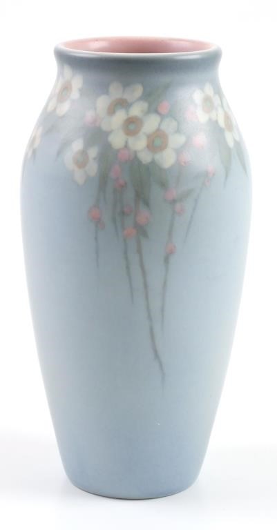 Appraisal: ROOKWOOD LENORE ASBURY VASEHand painted floral Rookwood vase circa Marks