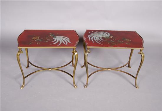 Appraisal: A Pair of Bronze Low Tables Height x width x